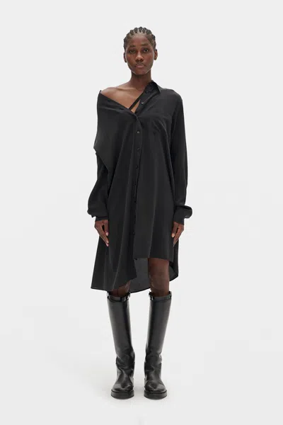 Ann Demeulemeester Halina Drop Shoulder Shirt Dress In Black