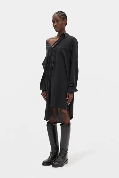 Ann Demeulemeester Halina Drop Shoulder Shirt Dress In Black