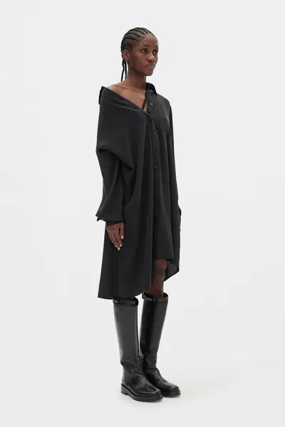 Ann Demeulemeester Halina Drop Shoulder Shirt Dress In Black