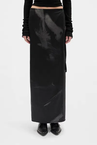 Ann Demeulemeester Oku Printed Long Wrap Skirt In Black