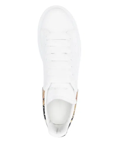 Alexander Mcqueen Women White Oversize Sneakers With Snake Print On The Heel In Leather Woman In Multi