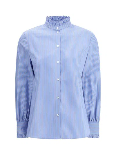 Valentino Hemd Aus Classic Stripe Popeline Frau Iris Liliac 48