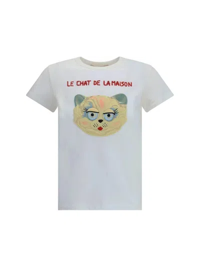 Valentino Silk T-shirt With Short Sleeves And Graphic Print In White