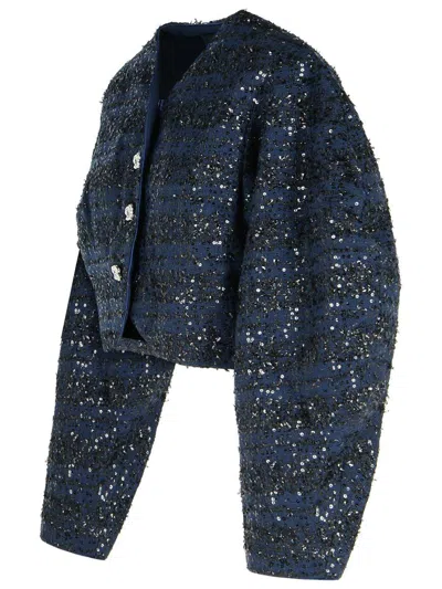 Rotate Birger Christensen Dark Blue Polyester Short Jacket In Blue