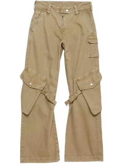 Acne Studios Wide Leg Denim Cotton Jeans With Cargo Pockets