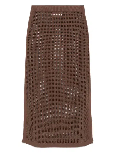 Mc2 Saint Barth Darline Midi Skirt In Brown
