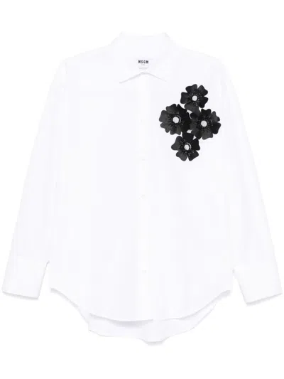 Msgm Cotton White Shirt With Front Detail In White