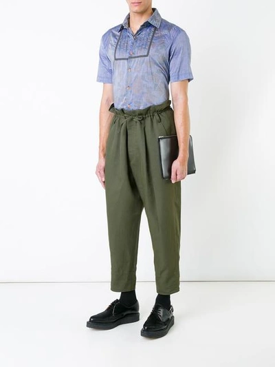 Shop Haider Ackermann Drop Cropped Trousers - Green