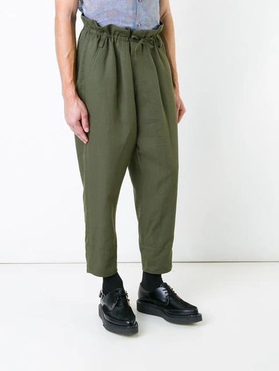 Shop Haider Ackermann Drop Cropped Trousers - Green