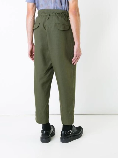 Shop Haider Ackermann Drop Cropped Trousers - Green