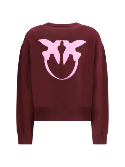Pinko Wool And Cashmere Logo Sweater In Red