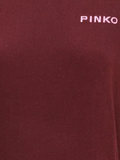 Pinko Wool And Cashmere Logo Sweater In Red