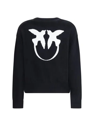 Pinko Wool And Cashmere Logo Sweater In Black