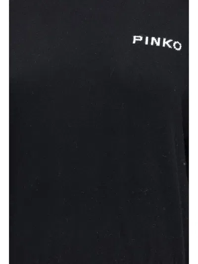 Pinko Wool And Cashmere Logo Sweater In Black