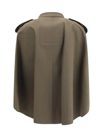 Burberry Cotton Cape With Traditional Check Lining In Brown