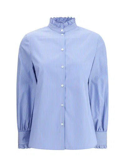 Valentino Hemd Aus Classic Stripe Popeline Frau Iris Liliac 48 In Blue