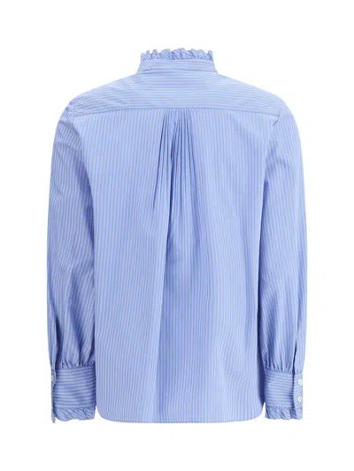 Valentino Hemd Aus Classic Stripe Popeline Frau Iris Liliac 48 In Blue