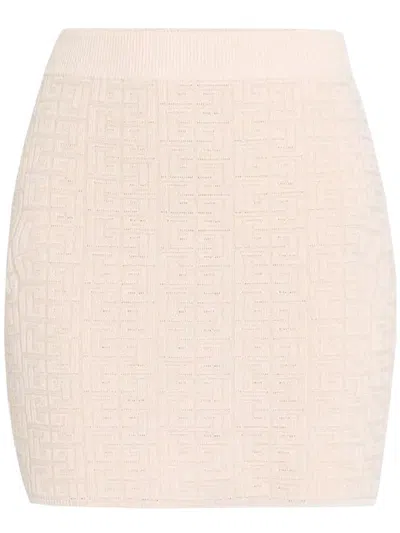 Balmain Knit Short Skirt Clothing In White