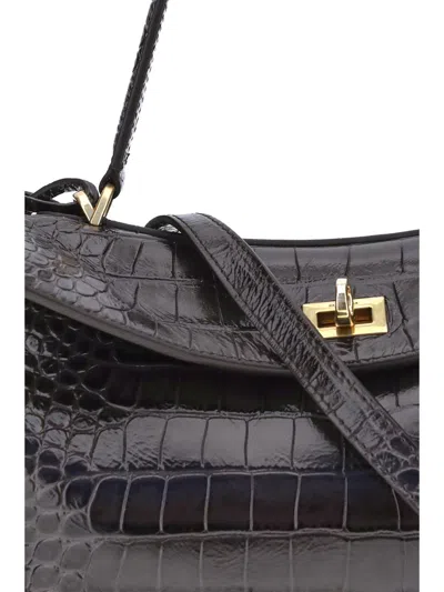 Balenciaga Rodeo Shoulder Bag In Crocodile-print Leather