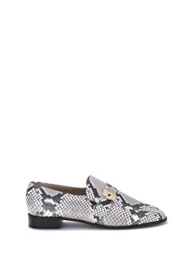 Ferragamo Python Print Leather Loafers In Animal Print