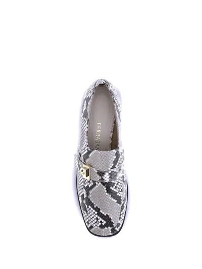 Ferragamo Python Print Leather Loafers In Animal Print