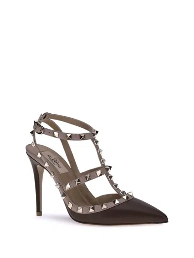Valentino Garavani Rockstud Pointed Toe Pumps In Brown