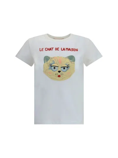 Valentino Silk T-shirt With Short Sleeves And Graphic Print In White