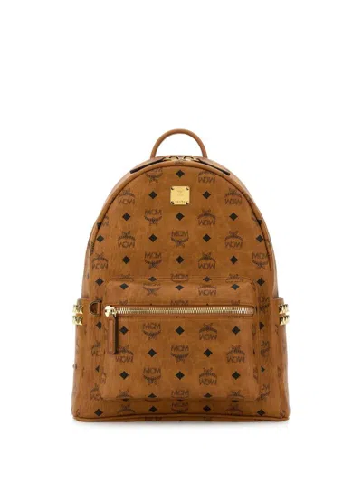 Mcm Zaino Stark Piccolo In Tela Stampata  Donna In Brown