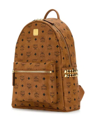 Mcm Zaino Stark Piccolo In Tela Stampata  Donna In Brown