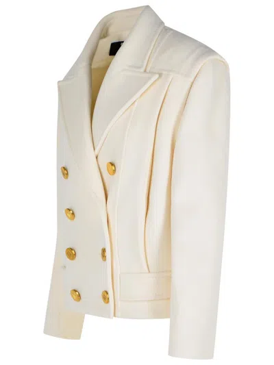 Balmain Short 'caban' Virgin Wool And Cashmere Jacket In Neutral