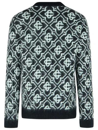 Casablanca Black Mohair Blend Monogrammed Sweater Men In Multi