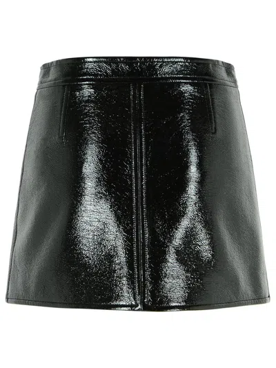 Courrèges 'reedition' Black Cotton Blend Miniskirt In Black