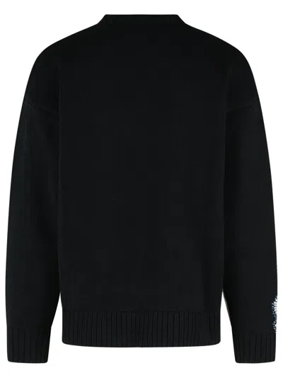 Dsquared2 Crew Neck Sweater With Bold Intarsia Pattern In Black