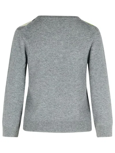 Ganni Cardigan Checkered Argyle Pattern In Gray