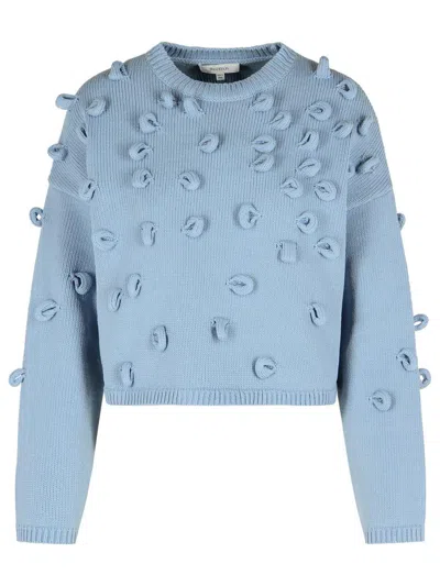 Jw Anderson 'crop' Sweater In Light Blue Cotton Blend In Blue