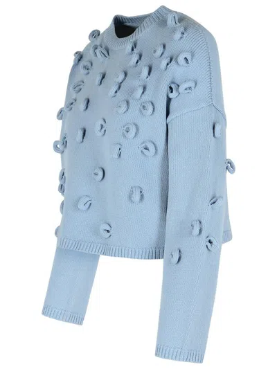 Jw Anderson 'crop' Sweater In Light Blue Cotton Blend In Blue