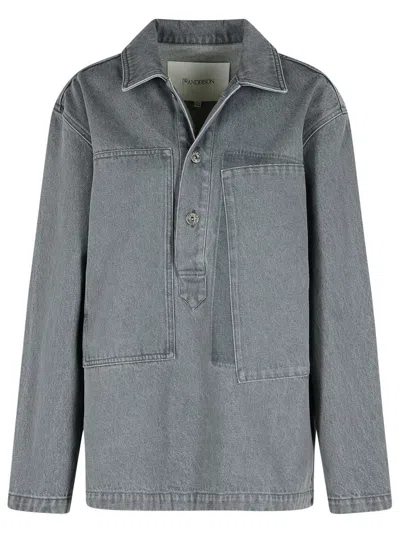 Jw Anderson 'rugby' Grey Denim Shirt In Gray
