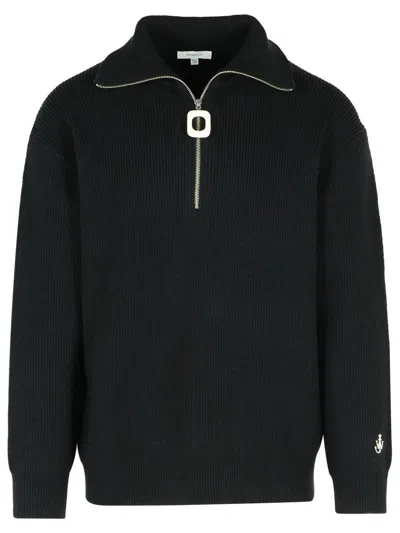 Jw Anderson Half Zipper Shirt In Black