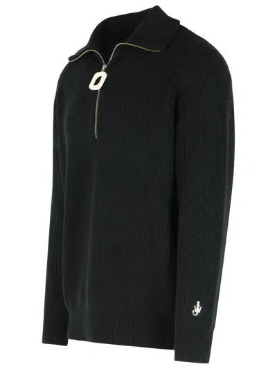 Jw Anderson Half Zipper Shirt In Black