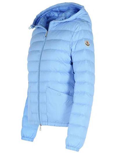 Moncler 'hede' Light Blue Polyamide Down Jacket In Blue