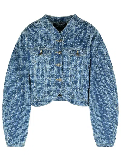 Rotate Birger Christensen Blue Cotton Short Jacket