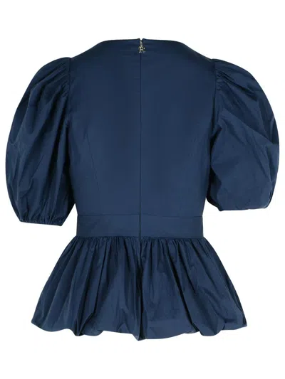Rotate Birger Christensen Dark Blue Cotton Blouse In Blue