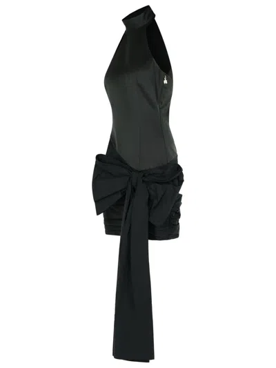 Rotate Birger Christensen Rotate Dress With Bow In Black Polyester In Black