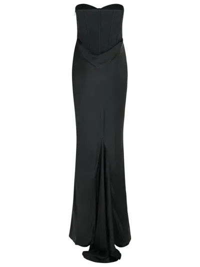 Rotate Birger Christensen Rotate Strapless Black Evening Dress With Fitted Bodice And Flowing Skirt In Black