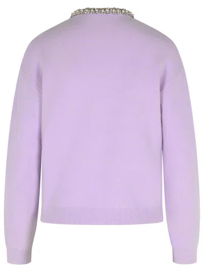 Self-portrait Lilac Crystal Trim Knit Cardigan In Purple