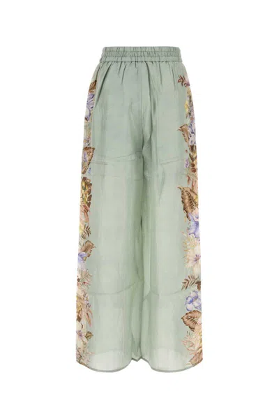 Zimmermann Mint Green Silk Coco Pyjama Pant In Green
