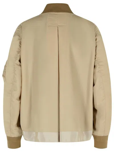 Sacai Beige Nylon Bomber Jacket