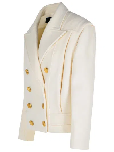 Balmain Short 'caban' Virgin Wool And Cashmere Jacket In Neutral