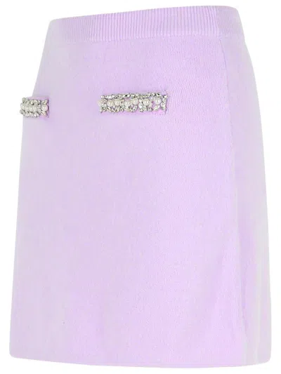 Self-portrait 'crystal' Skirt In Lilac Viscose Blend