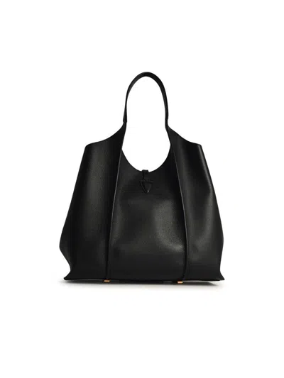 Tod's 'amanda' Black Leather Shopping Bag